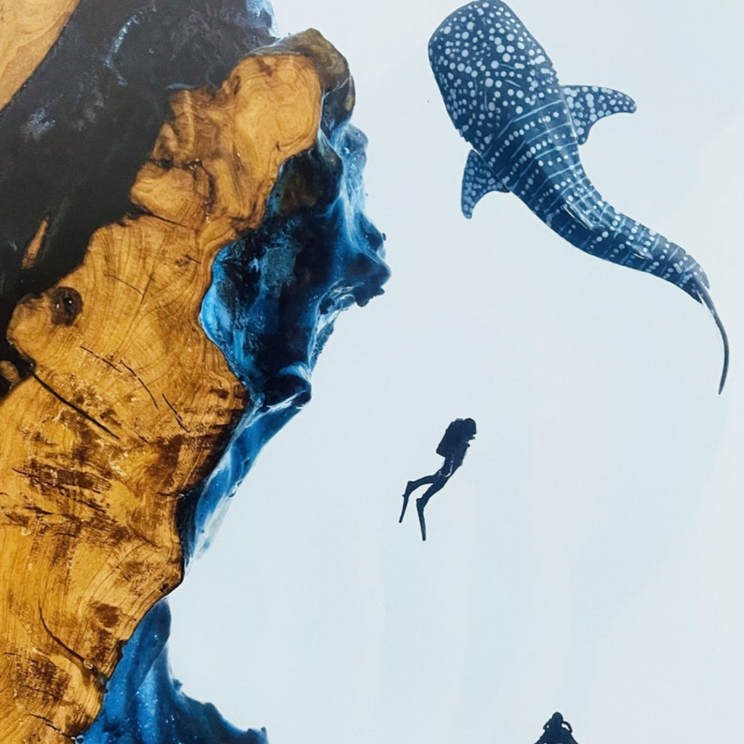 Divers and Sharks Resin Night Lamp