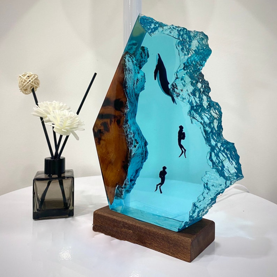 Humpback and Couple Diver Epoxy Night light