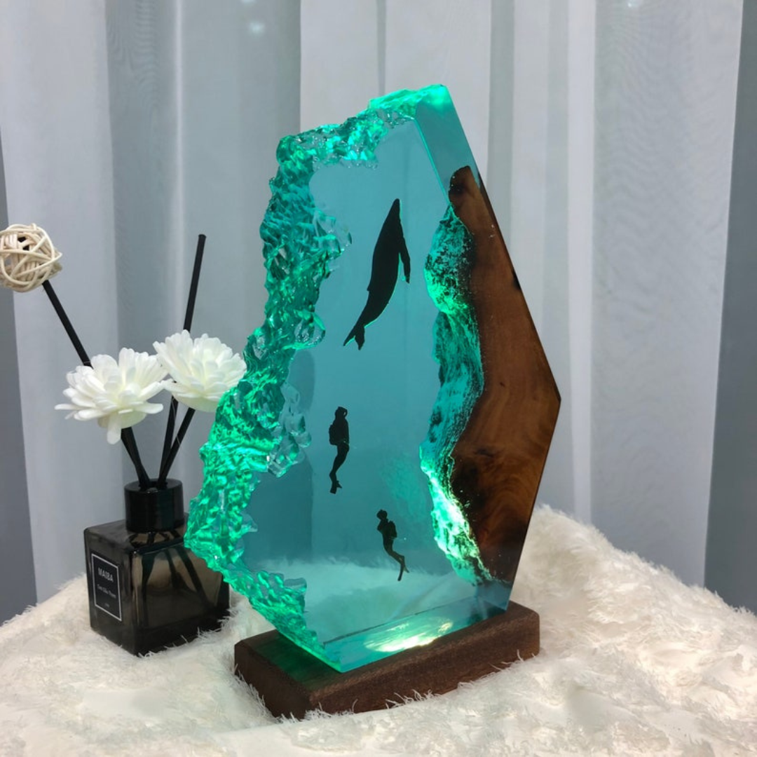 Humpback and Couple Diver Epoxy Night light