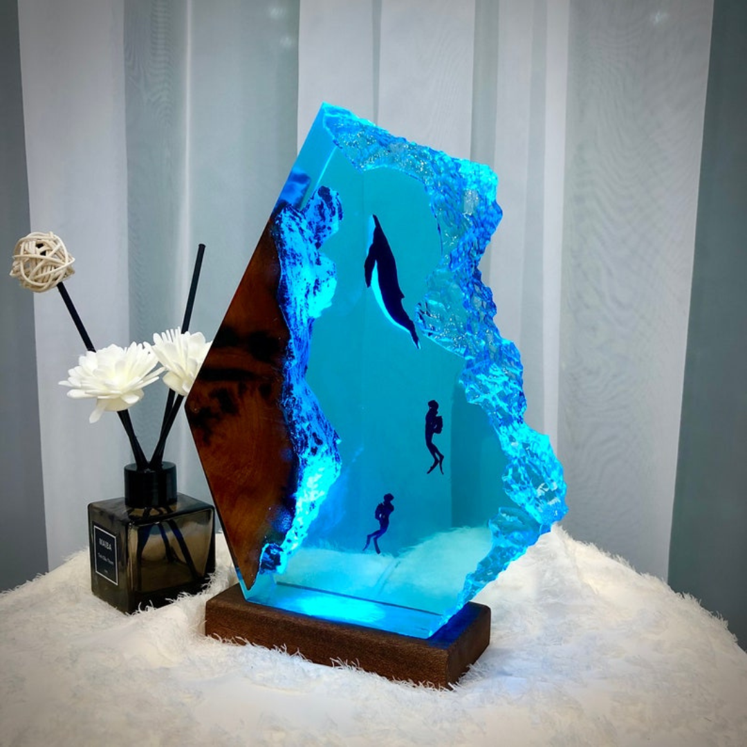 Humpback and Couple Diver Epoxy Night light