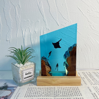 Manta Rays Couple Divers Epoxy Night light thumbnail