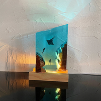 Manta Rays Couple Divers Epoxy Night light thumbnail