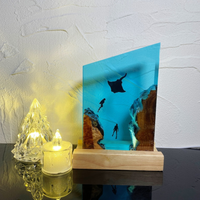Manta Rays Couple Divers Epoxy Night light thumbnail
