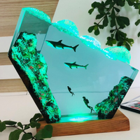 Mother and baby Sharks Epoxy and Wooden Night thumbnail