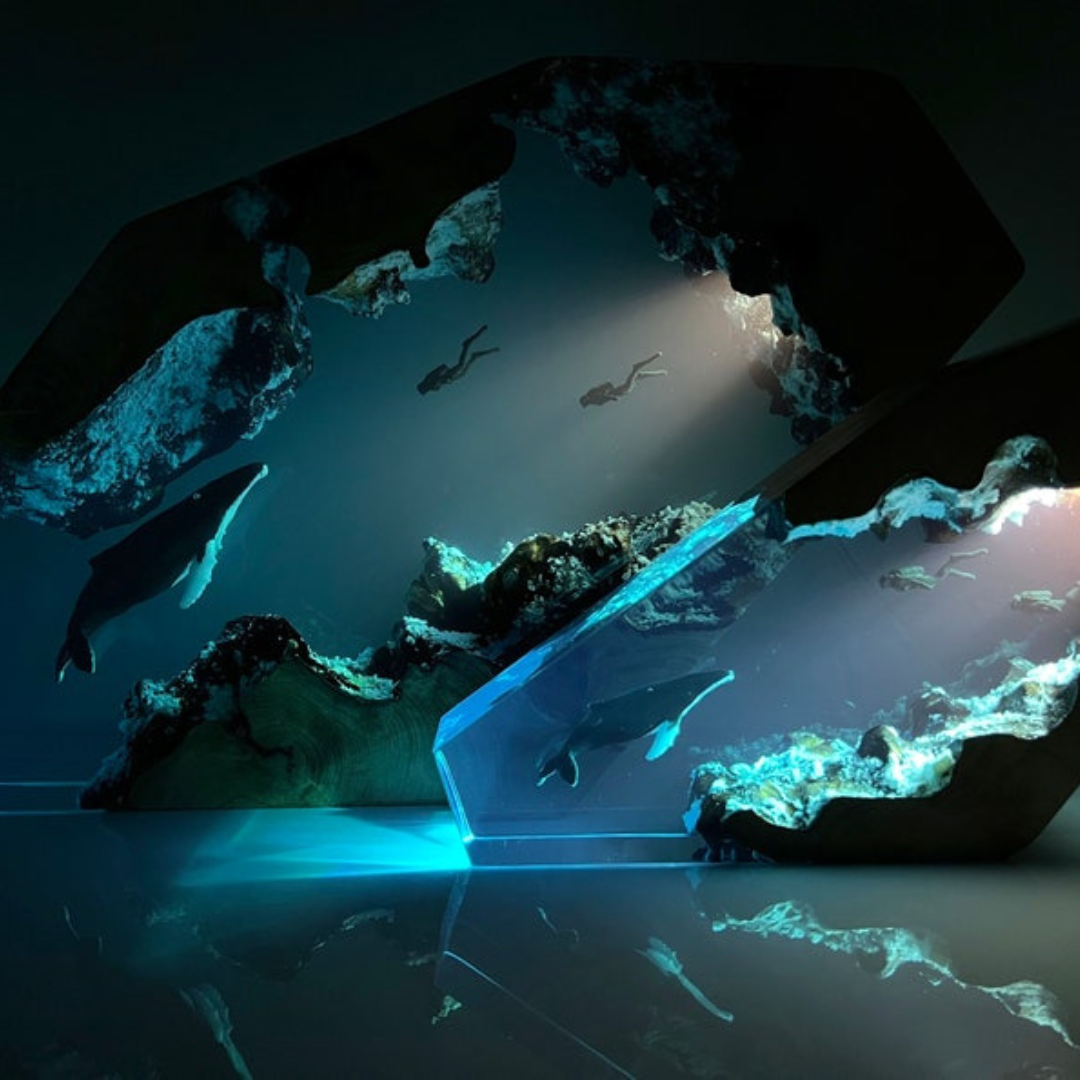 Custom Humpback whale Diver Epoxy Night light