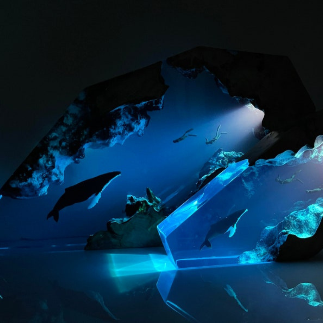 Custom Humpback whale Diver Epoxy Night light