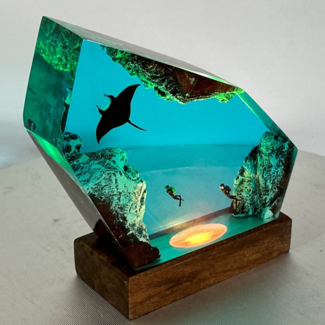 Manta Ray Mystique Epoxy Resin Lamp