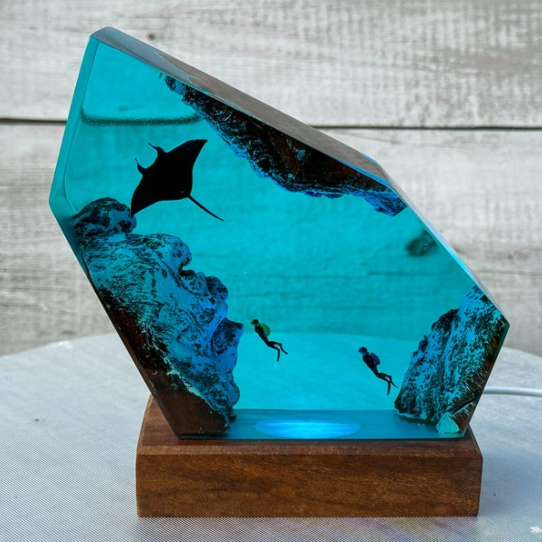 Manta Ray Mystique Epoxy Resin Lamp