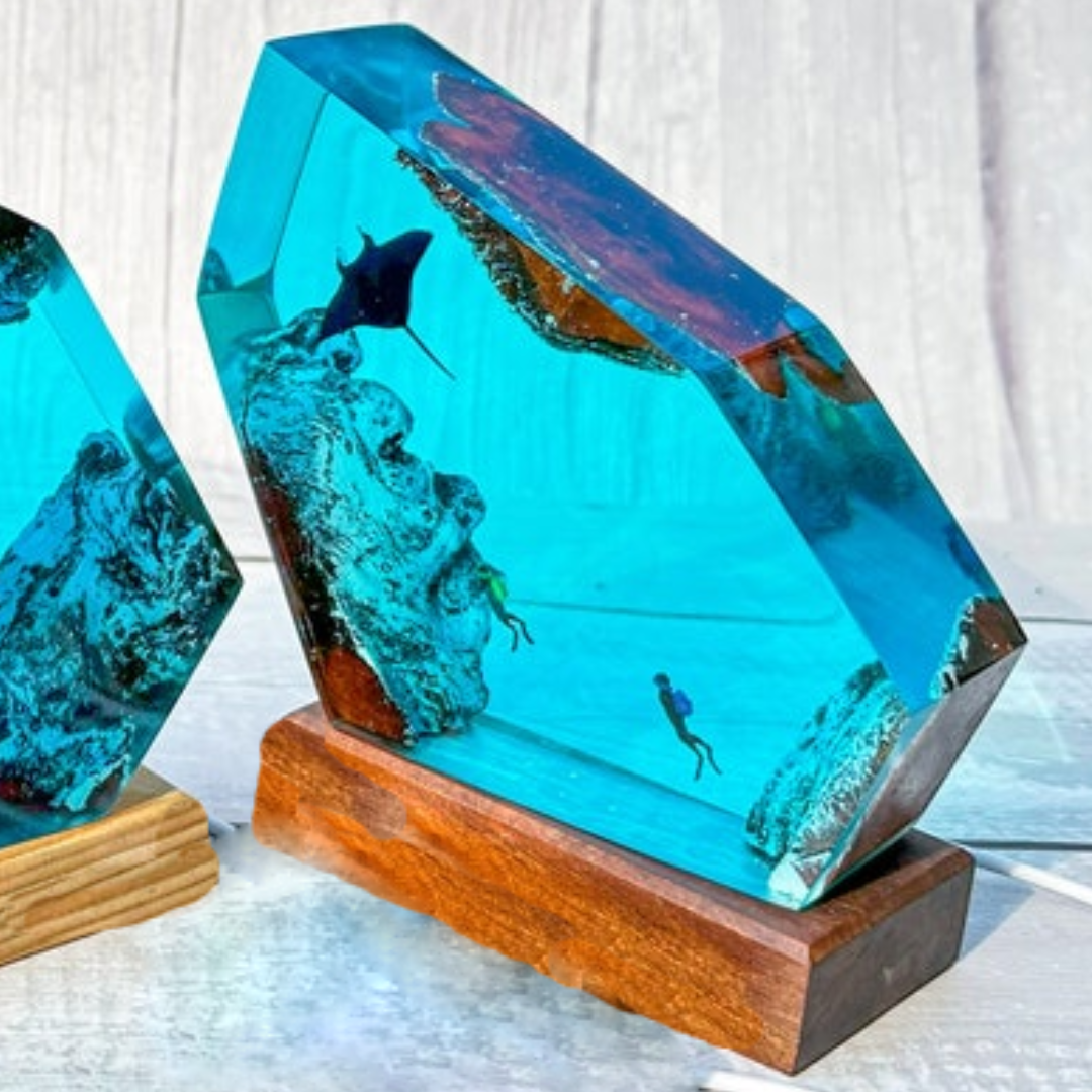 Manta Ray Mystique Epoxy Resin Lamp