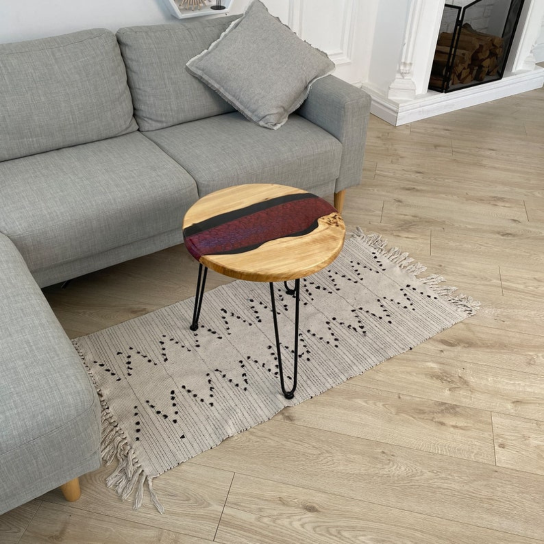 Side Table With Red River Design