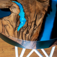Walnut modern resin river round Side table thumbnail