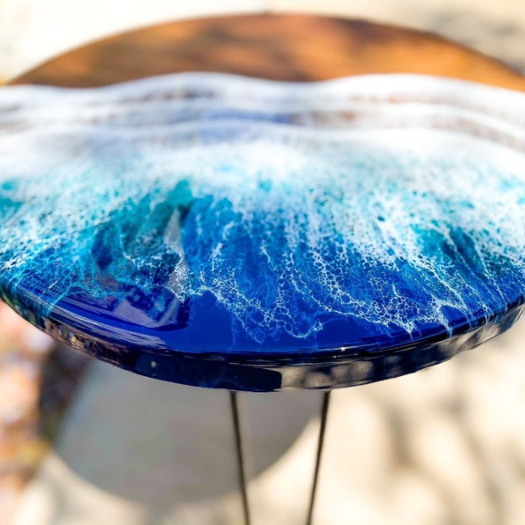 Epoxy Ocean Walnut Side Table