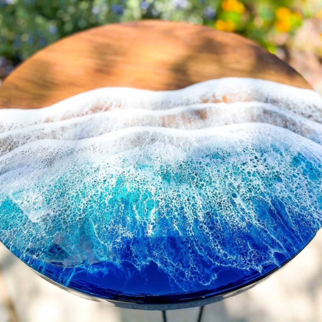 Epoxy Ocean Walnut Side Table