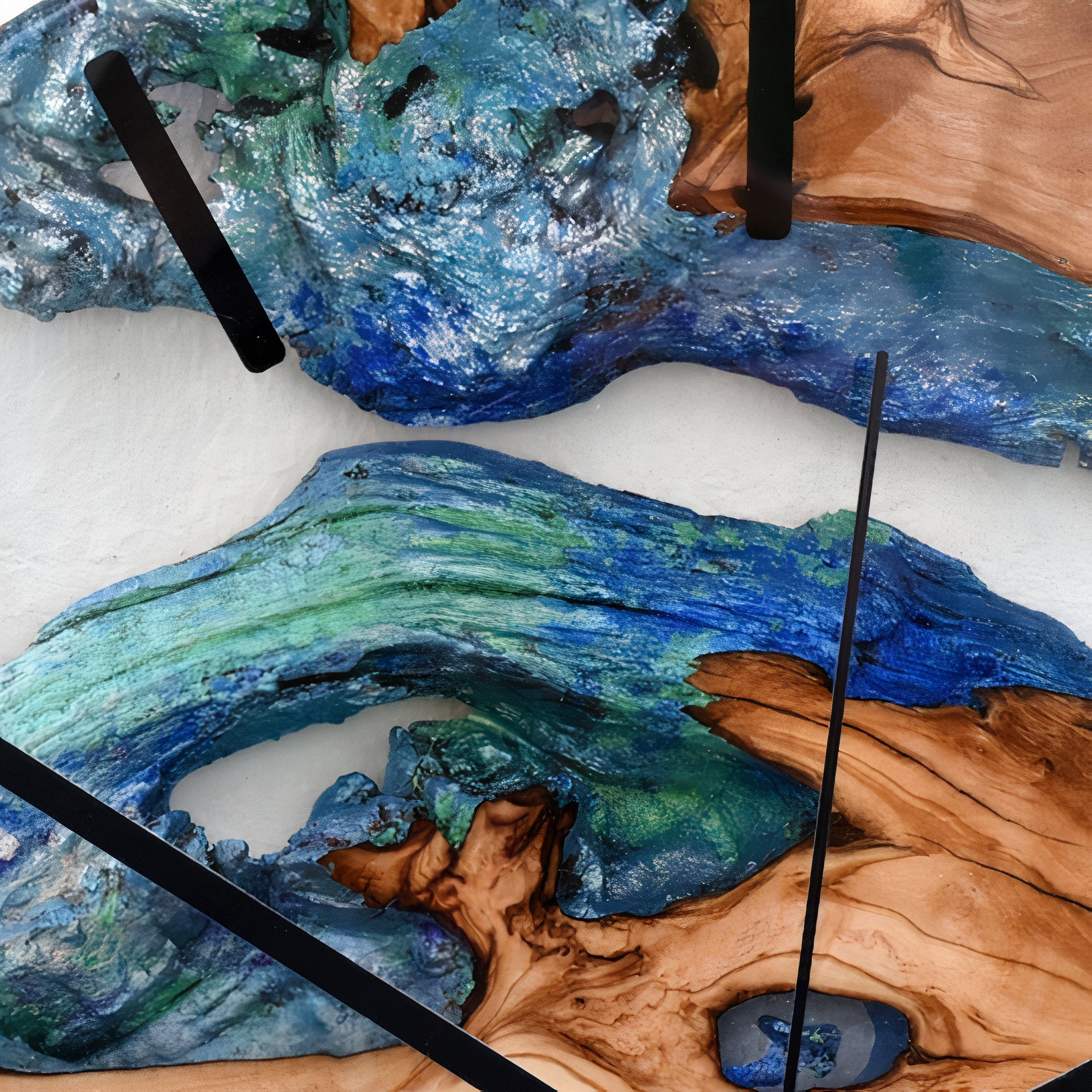 Transparent Resin & Olive Wood Wall Clock