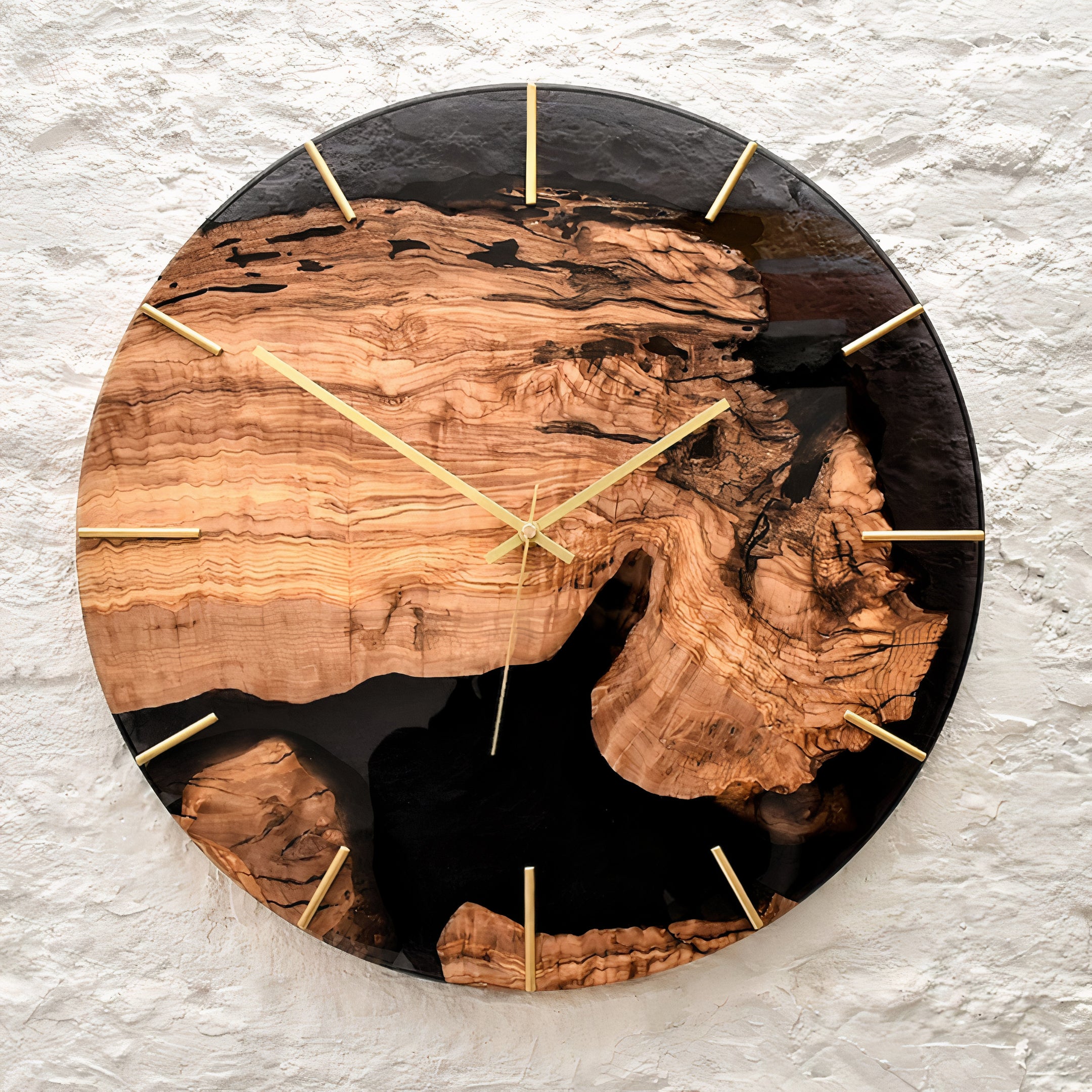 Live Edge Rustic Olive Wood Wall Clock