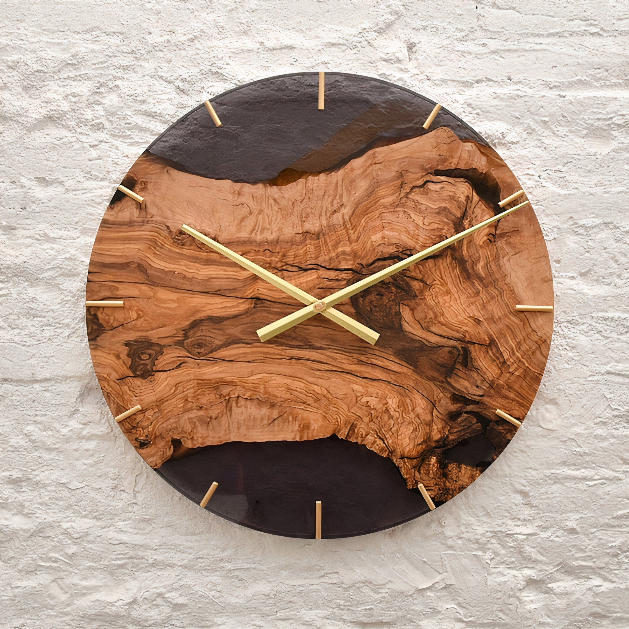 Live Edge Rustic Olive Wood Wall Clock