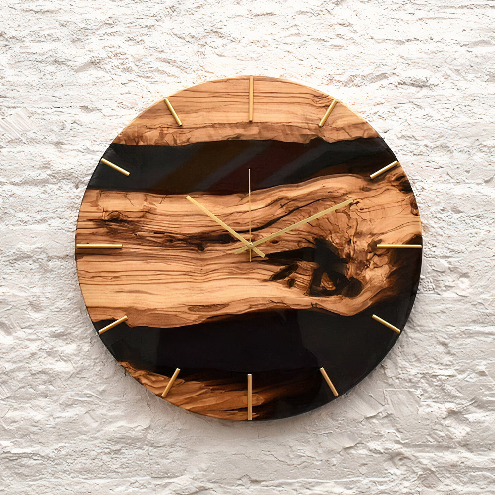 Live Edge Rustic Olive Wood Wall Clock