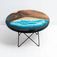 Modern Round Blue Black Epoxy Coffee Table thumbnail