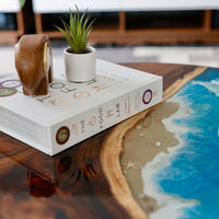 Modern Round Blue Black Epoxy Coffee Table thumbnail