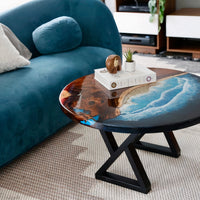 Modern Round Blue Black Epoxy Coffee Table thumbnail