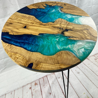 Custom Resin and Exotic Olive Wood Live Edge Coffee Table thumbnail