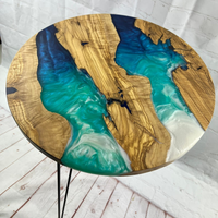 Custom Resin and Exotic Olive Wood Live Edge Coffee Table thumbnail