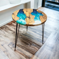 Custom Resin and Exotic Olive Wood Live Edge Coffee Table thumbnail