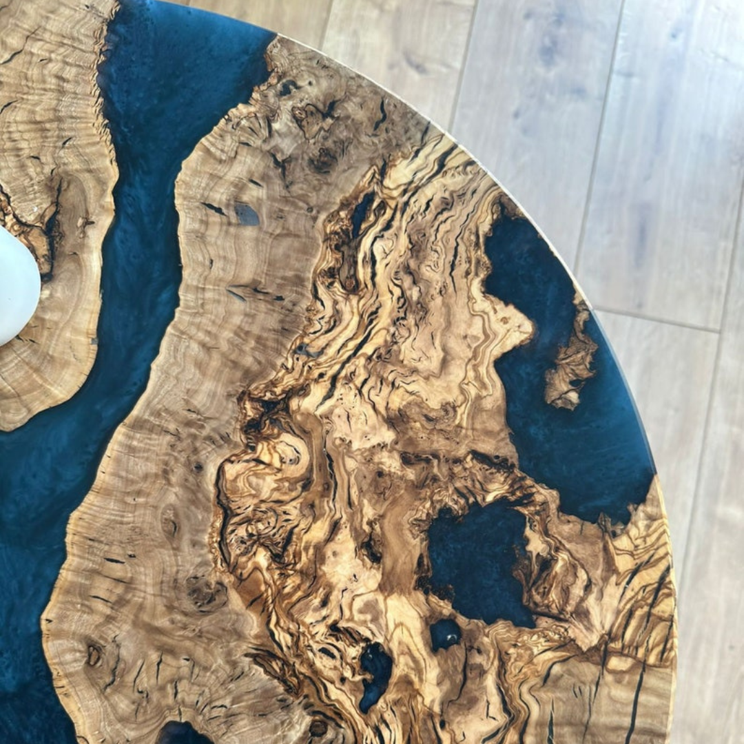 Blue Rustic River Epoxy Coffee Table
