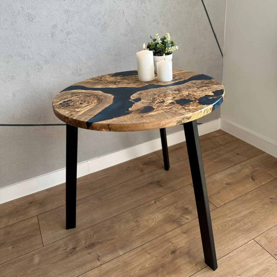 Blue Rustic River Epoxy Coffee Table