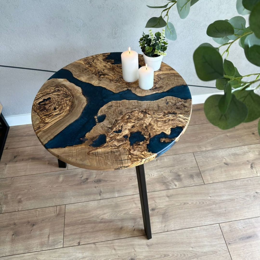 Blue Rustic River Epoxy Coffee Table