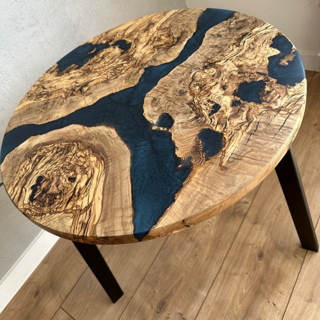 Blue Rustic River Epoxy Coffee Table