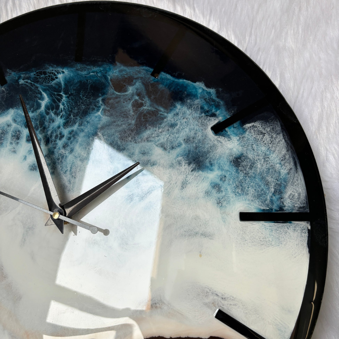 Black Epoxy Ocean Resin Wall Clock