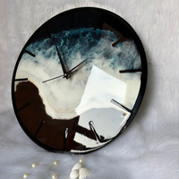 Black Epoxy Ocean Resin Wall Clock thumbnail