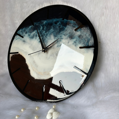 Black Epoxy Ocean Resin Wall Clock