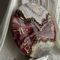 Cream Stone With velvet Red Resin Wall Clock thumbnail