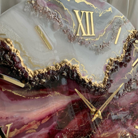 Cream Stone With velvet Red Resin Wall Clock thumbnail