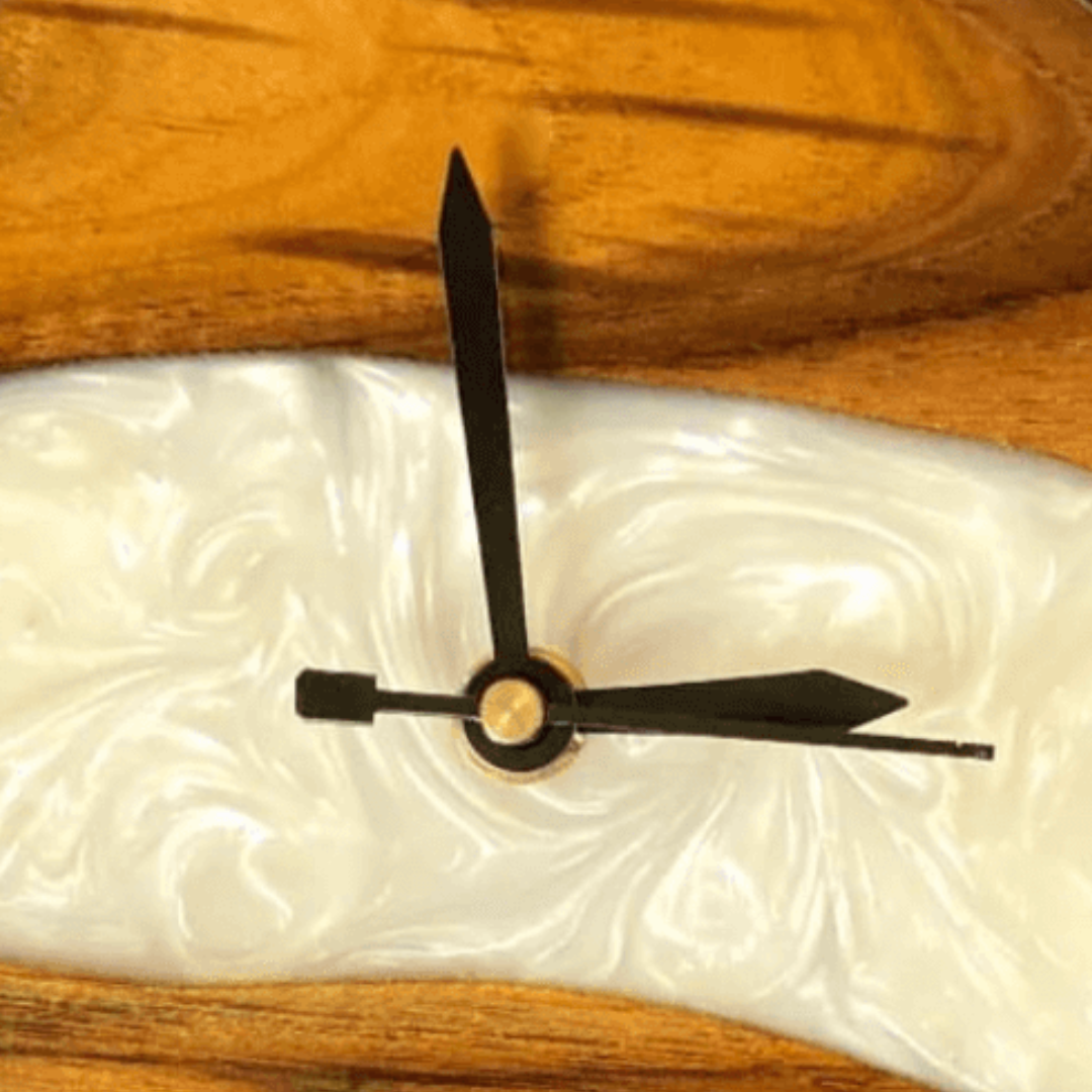 Pearl White Epoxy Resin Wall Clock