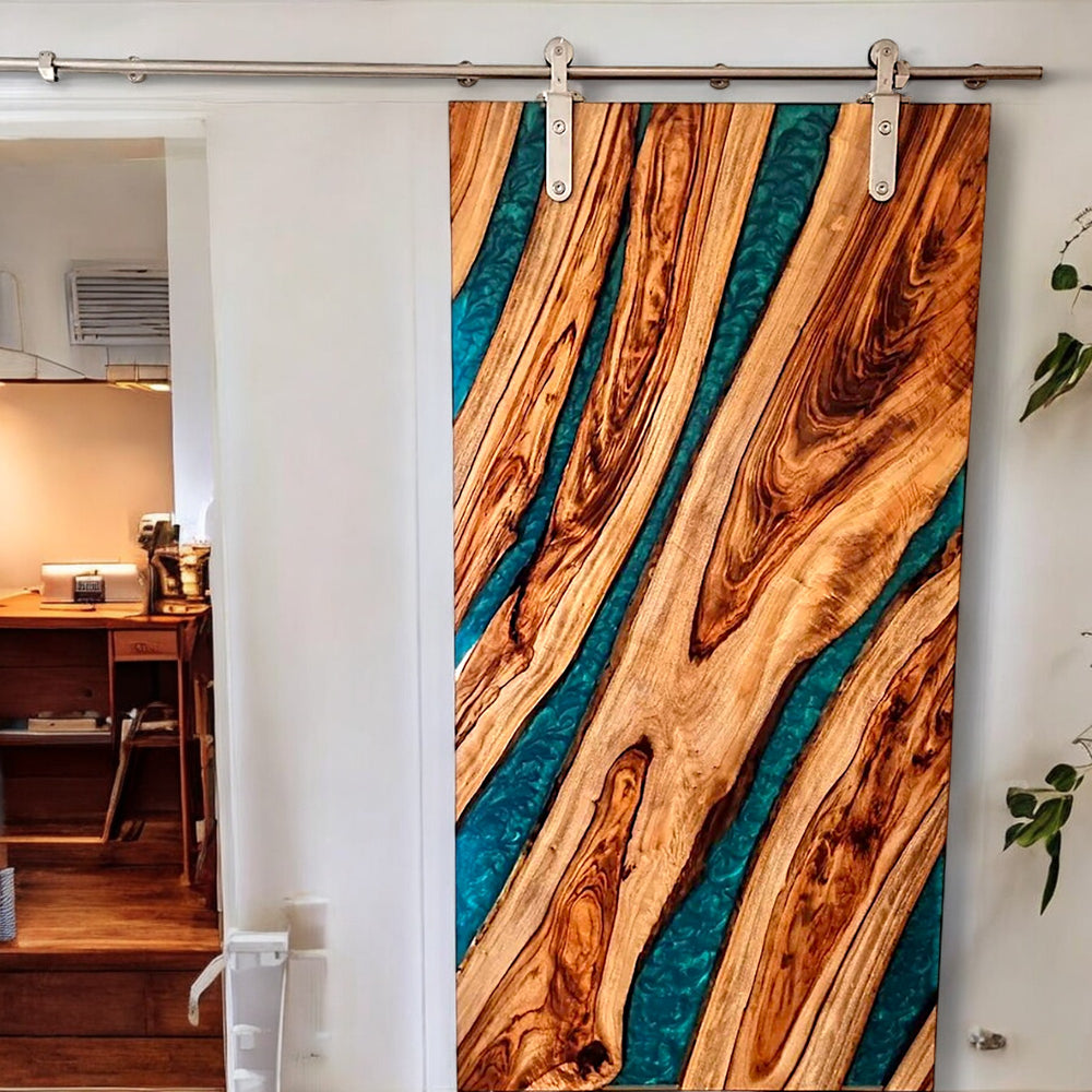 Handmade Green Epoxy Barn Door