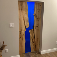 Walnut & Ocean Blue Swirly Resin Sliding Door thumbnail