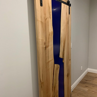 Walnut & Ocean Blue Swirly Resin Sliding Door thumbnail