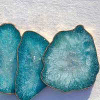 Turquoise Ocean Epoxy Coasters with Gold Trim thumbnail