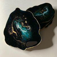 Midnight Galaxy Epoxy Coasters with Gold Highlights thumbnail