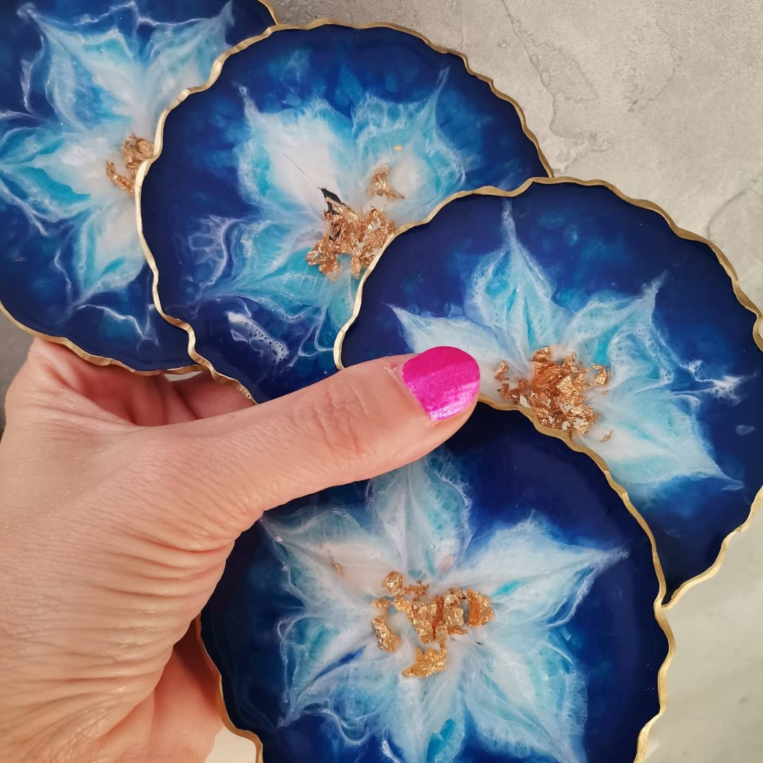 Handcrafted Blue Epoxy Resin Coasters