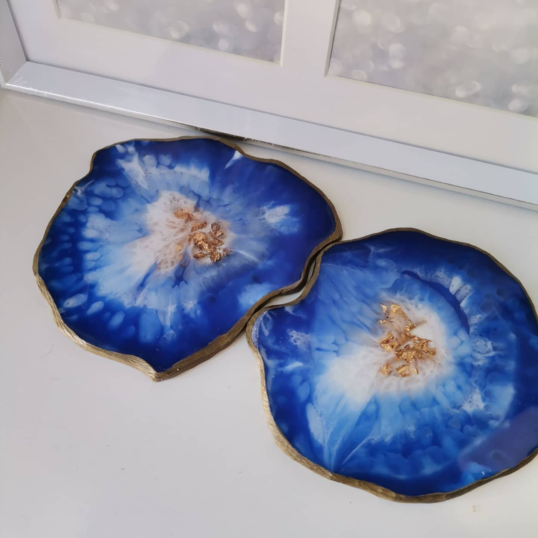 Handcrafted Blue Epoxy Resin Coasters