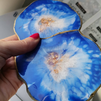 Handcrafted Blue Epoxy Resin Coasters thumbnail