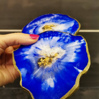 Handcrafted Blue Epoxy Resin Coasters thumbnail
