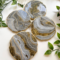 Gold & Gray Resin Coaster thumbnail