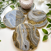 Gold & Gray Resin Coaster thumbnail