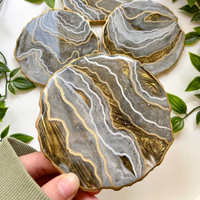 Gold & Gray Resin Coaster thumbnail