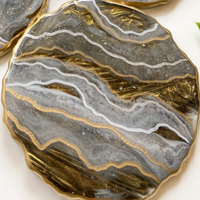 Gold & Gray Resin Coaster thumbnail